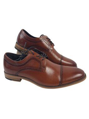 NEW Stacy Adams Men's Brown Leather Cap-Toe Oxford Dress Shoes Sz 10.5 M